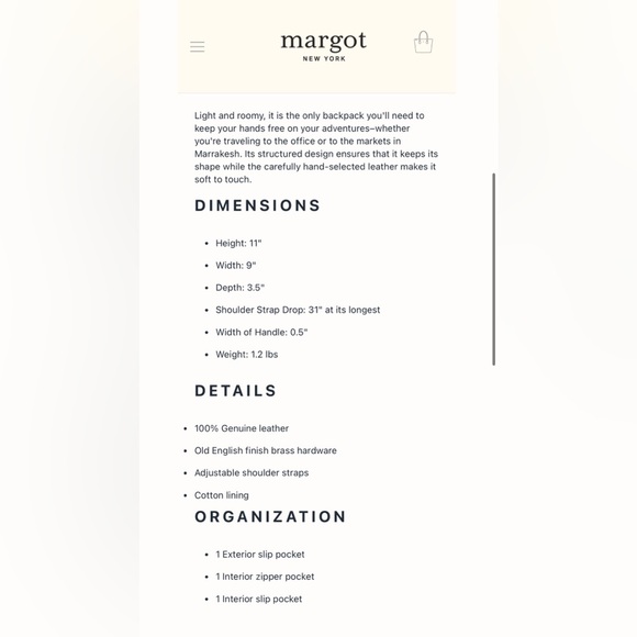 Margot Genuine Leather Backpack with Gold Accents - Picture 8 of 8